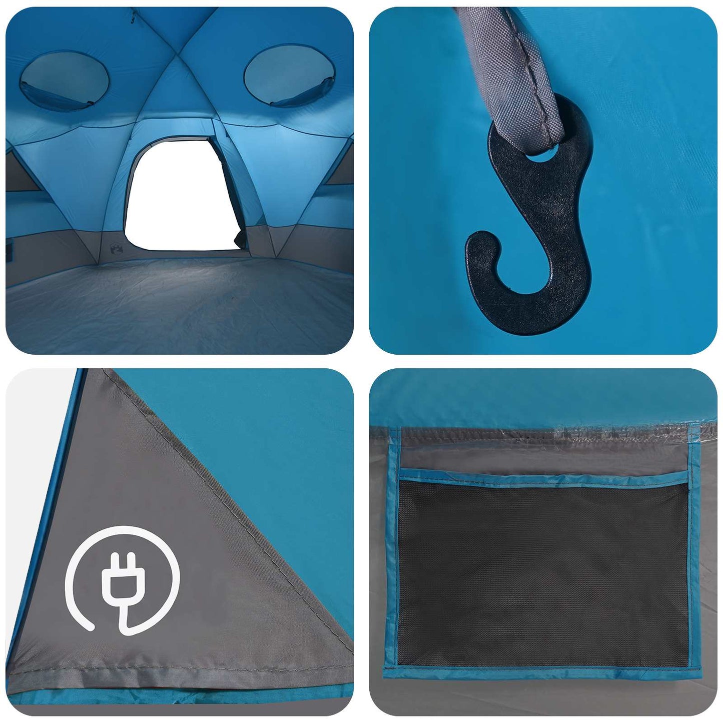 Dome Tent with Removable Rainfly Blue 8-Person
