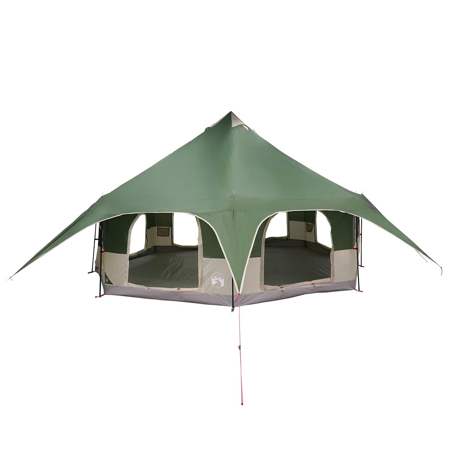 Family Tent Green 10-Person 185T Polyester with PU Coating