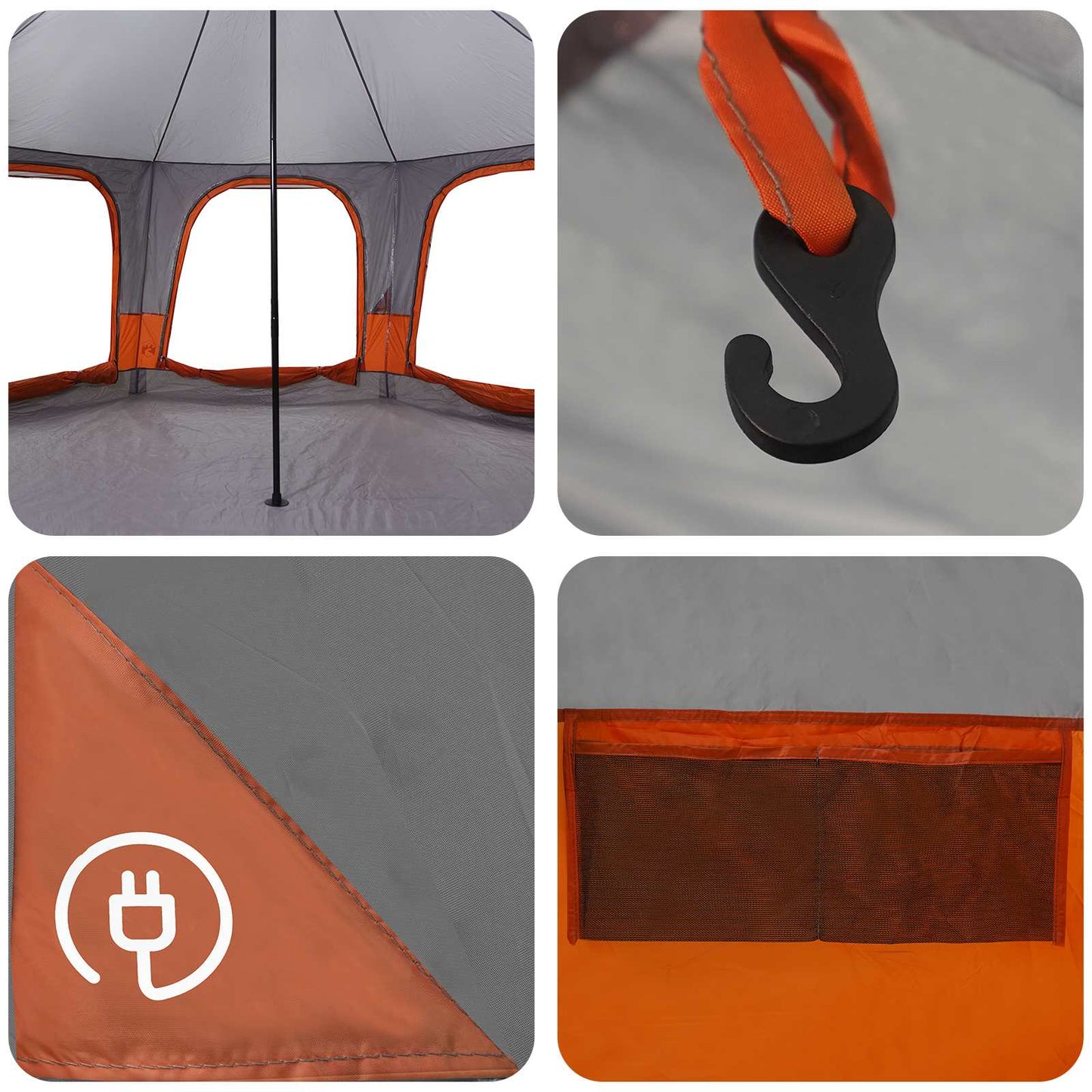 Family Tent Grey and Orange 5-Person