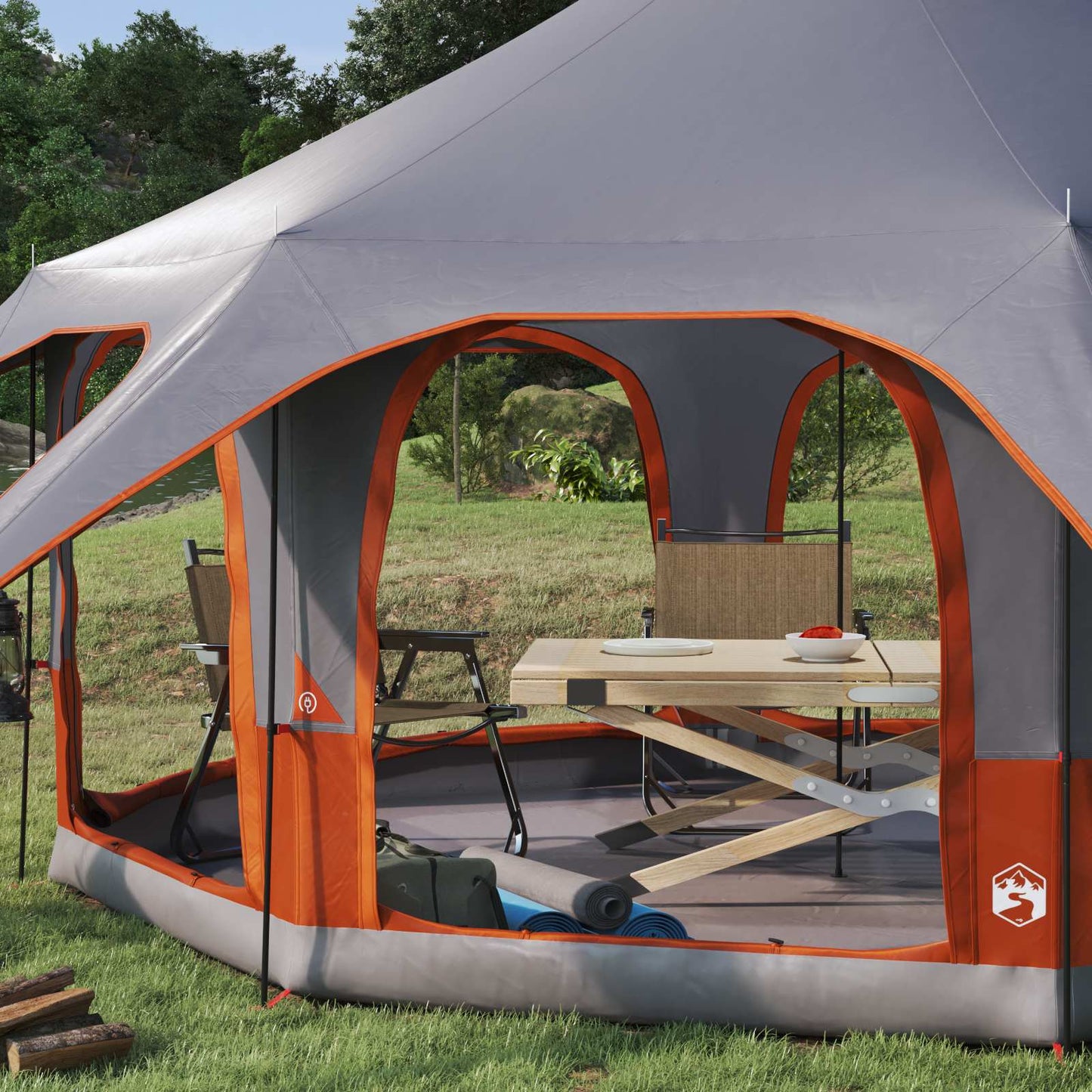Family Tent Grey and Orange 5-Person