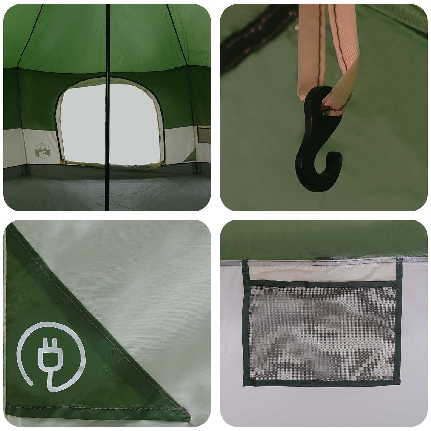 Family Tent Green 18-Person 185T Polyester with PU Coating
