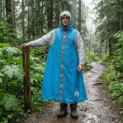 2-in-1 Rain Poncho with Hood Blue 262 x 126 x 130 cm