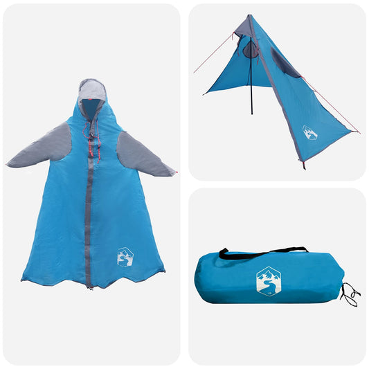 2-in-1 Rain Poncho with Hood Blue 262 x 126 x 130 cm