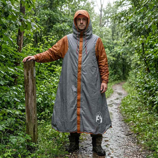 2-in-1 Rain Poncho with Hood Grey and Orange 262 x 126 x 130 cm