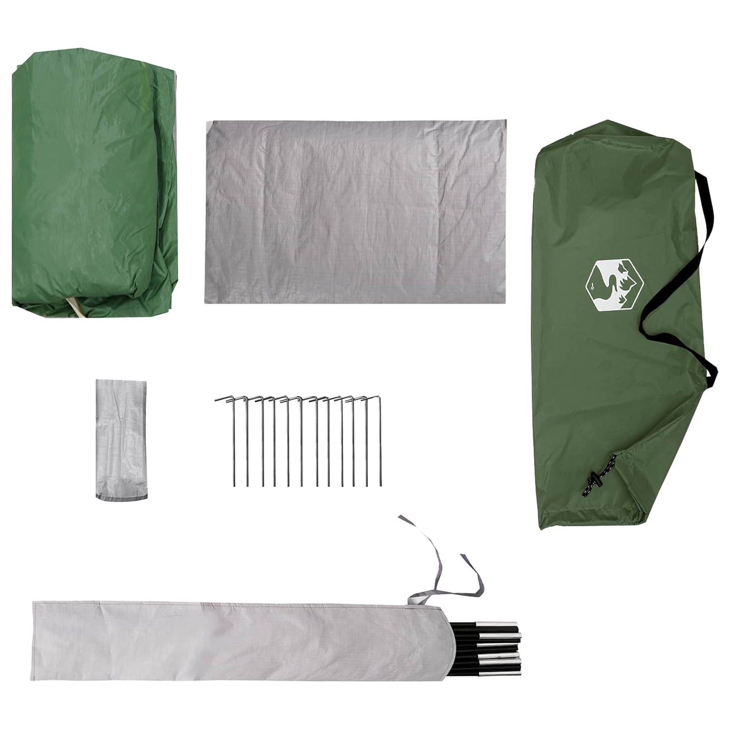 Backpacking Tent Green 2-Person 185T Polyester with PU Coating