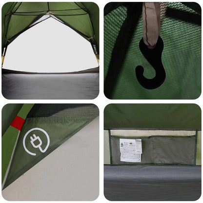 Backpacking Tent Green 2-Person 185T Polyester with PU Coating