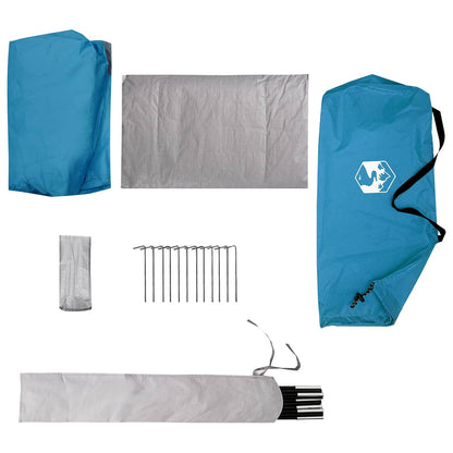 Backpacking Tent Blue 2-Person 185T Polyester with PU Coating