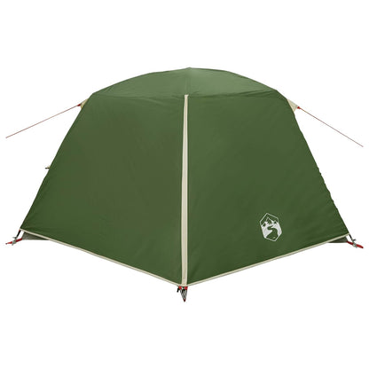 Backpacking Tent Green 4-Person 185T Polyester with PU Coating