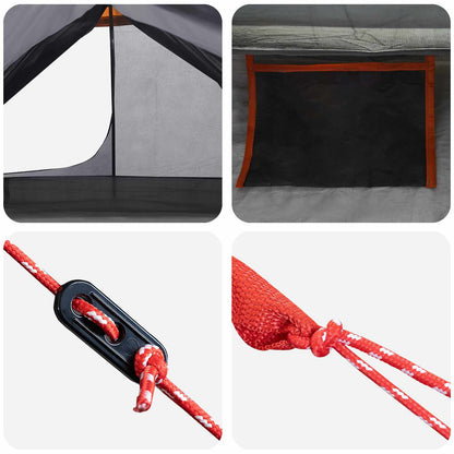 Backpacking Tent Grey and Orange 222 x 85 x 125 cm