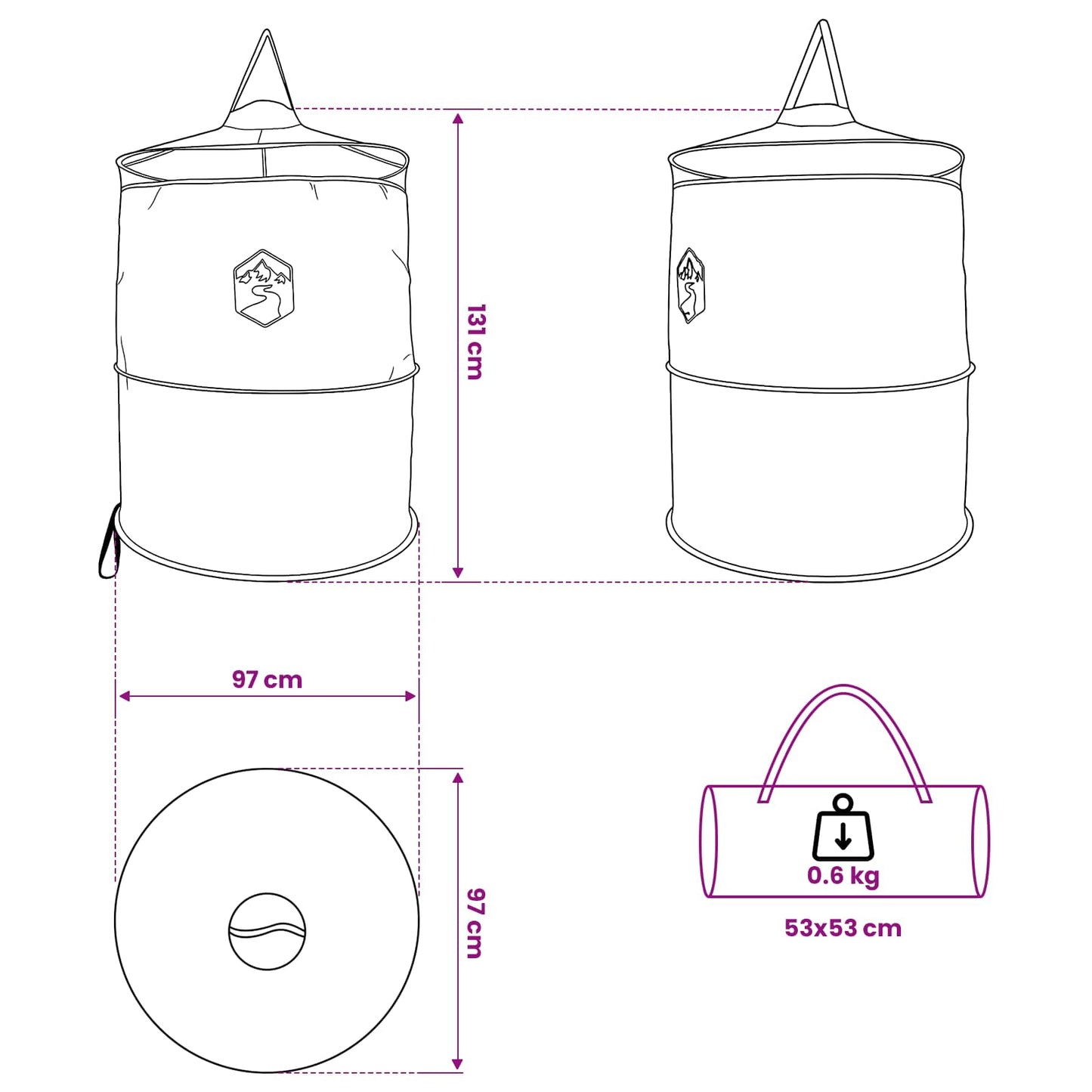 Pop-up Toilet Tent with Hanging Rope Grey and Orange