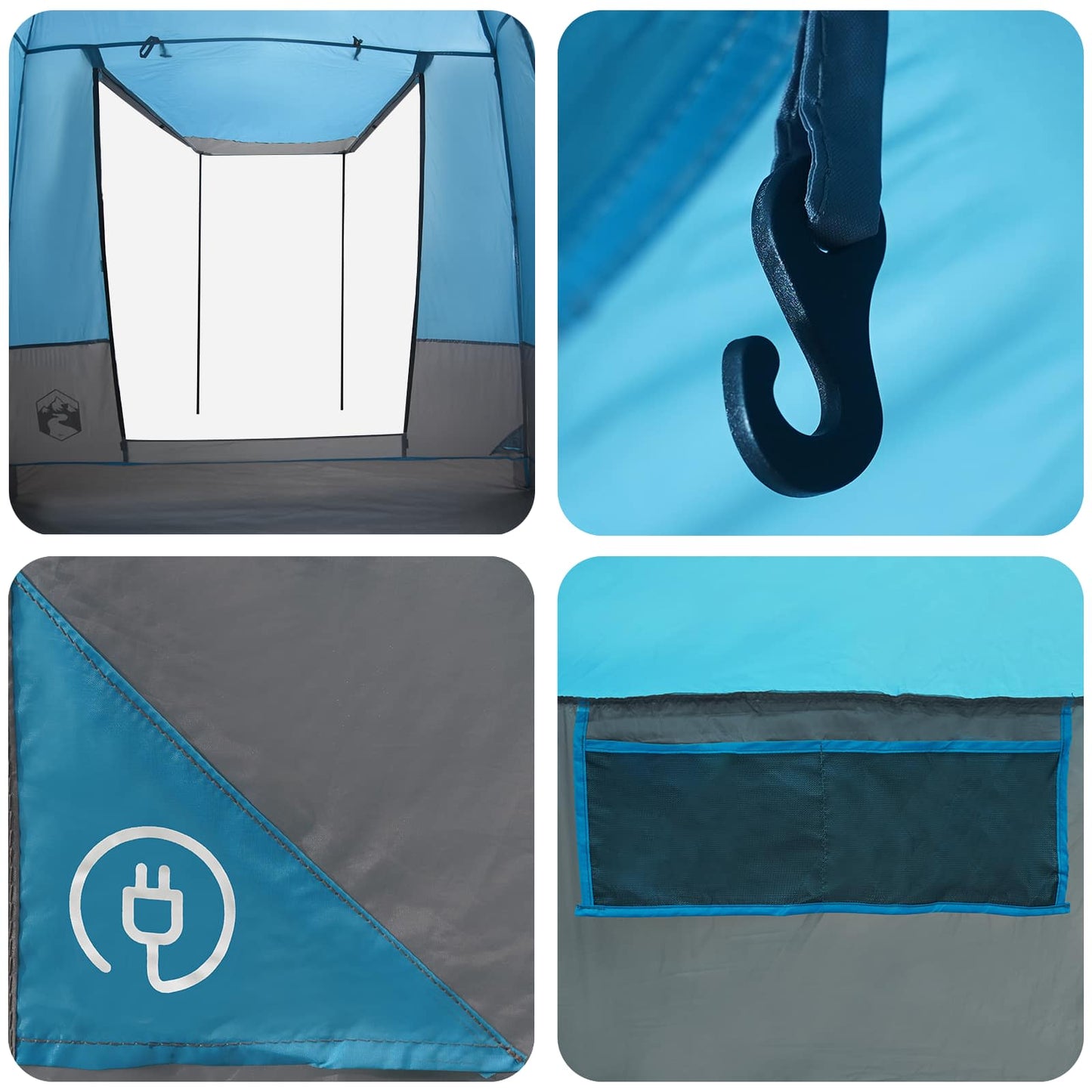 Party Tent Blue 4-Person 185T Polyester with PU Coating
