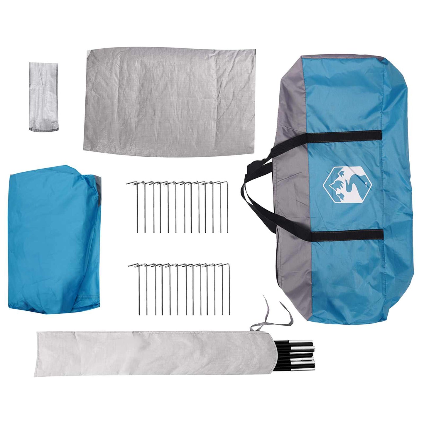 Family Tent with Rainfly Water-resistant tunnel Blue 10-Person