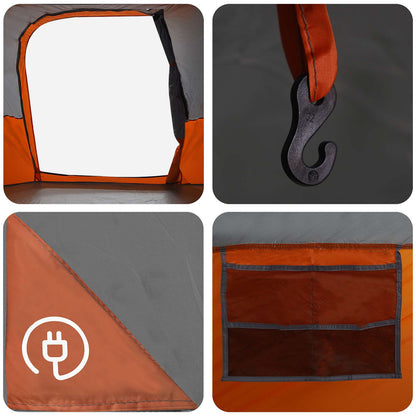 Family Tent with Rainfly Water-resistant tunnel Grey and Orange