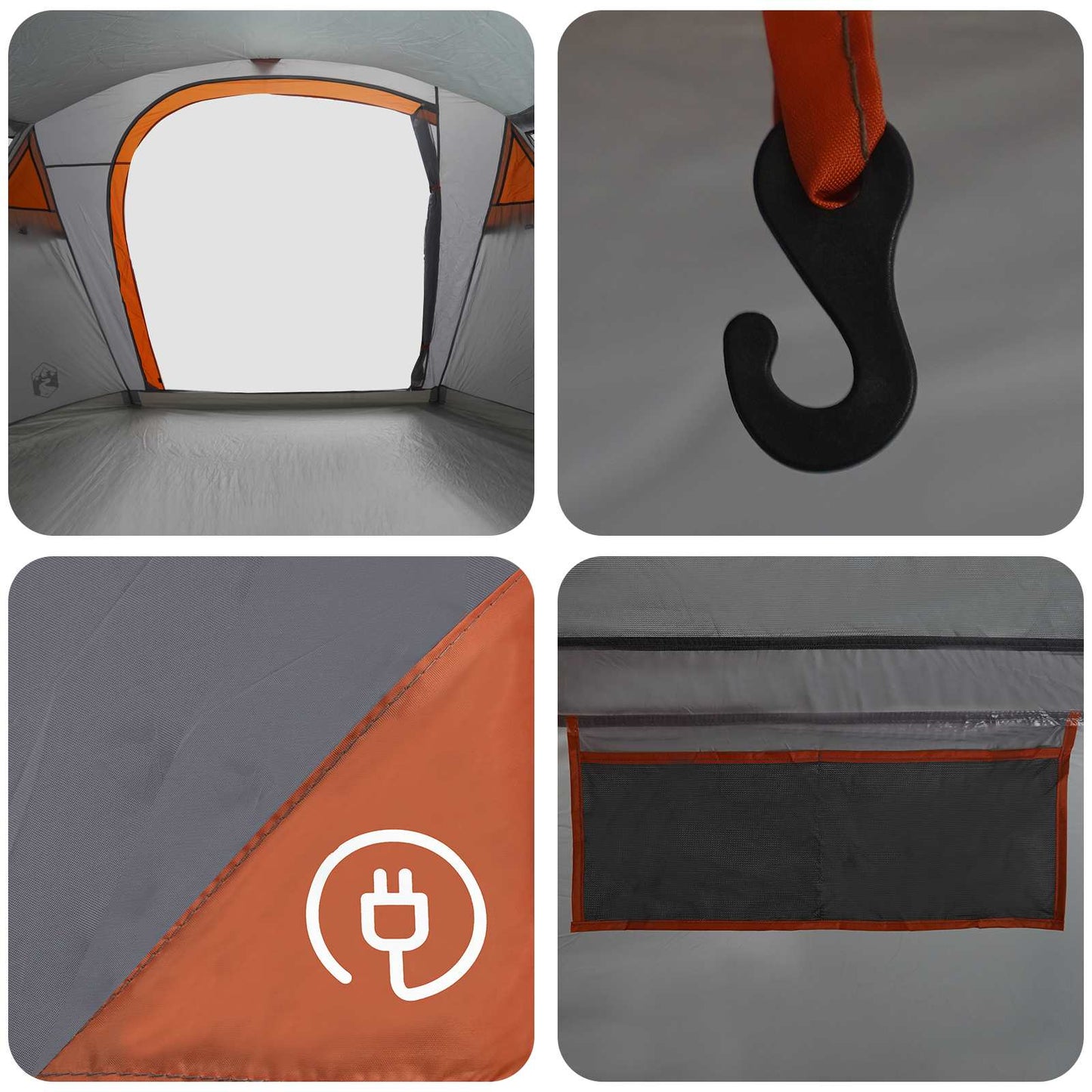 Tunnel Tent Grey and Orange 505 x 330 x 204 cm