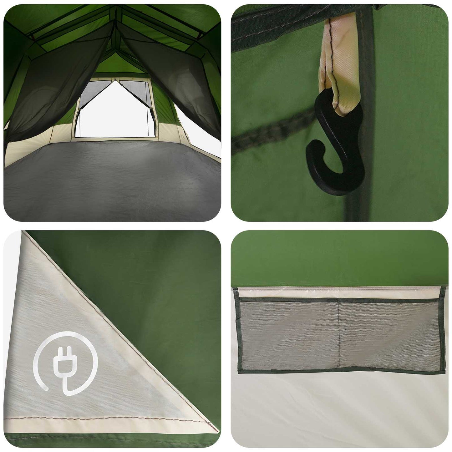 Instant Tent Green 8-Person 185T Polyester with PU Coating