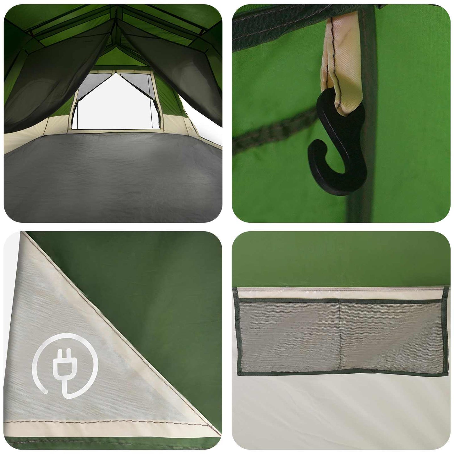 Instant Tent Green 10-Person 185T Polyester with PU Coating
