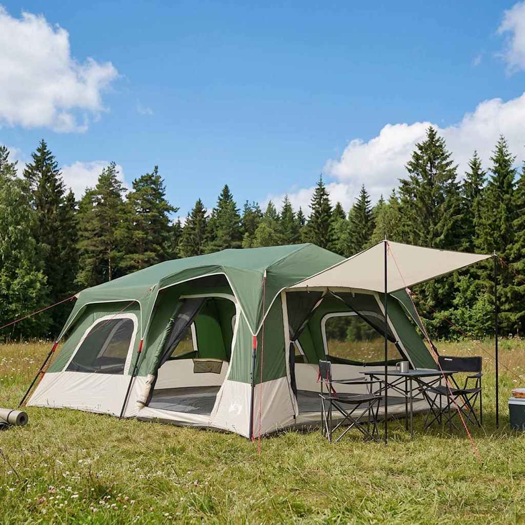 Instant Tent Green 10-Person 185T Polyester with PU Coating