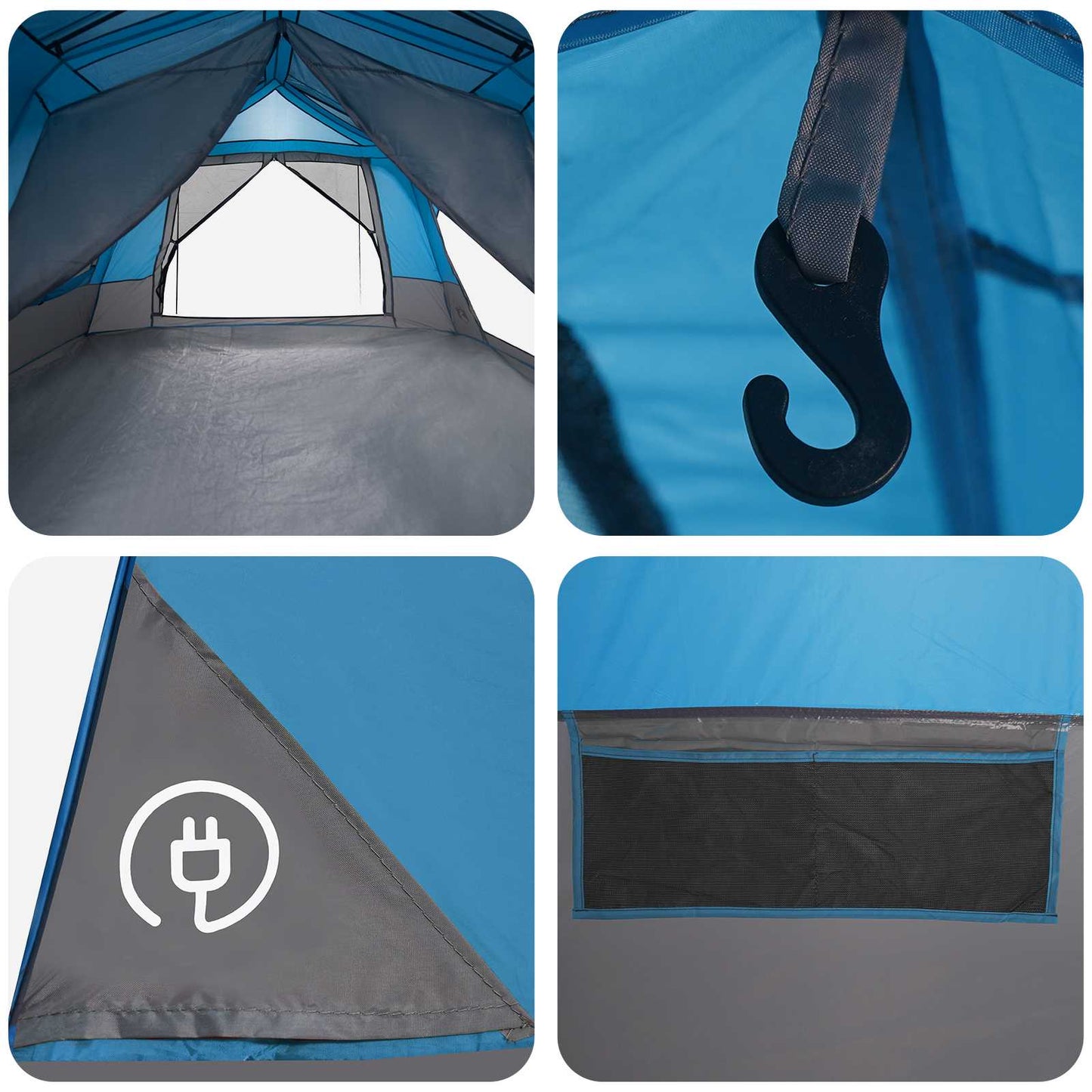 Instant Tent Blue 10-Person 185T Polyester with PU Coating
