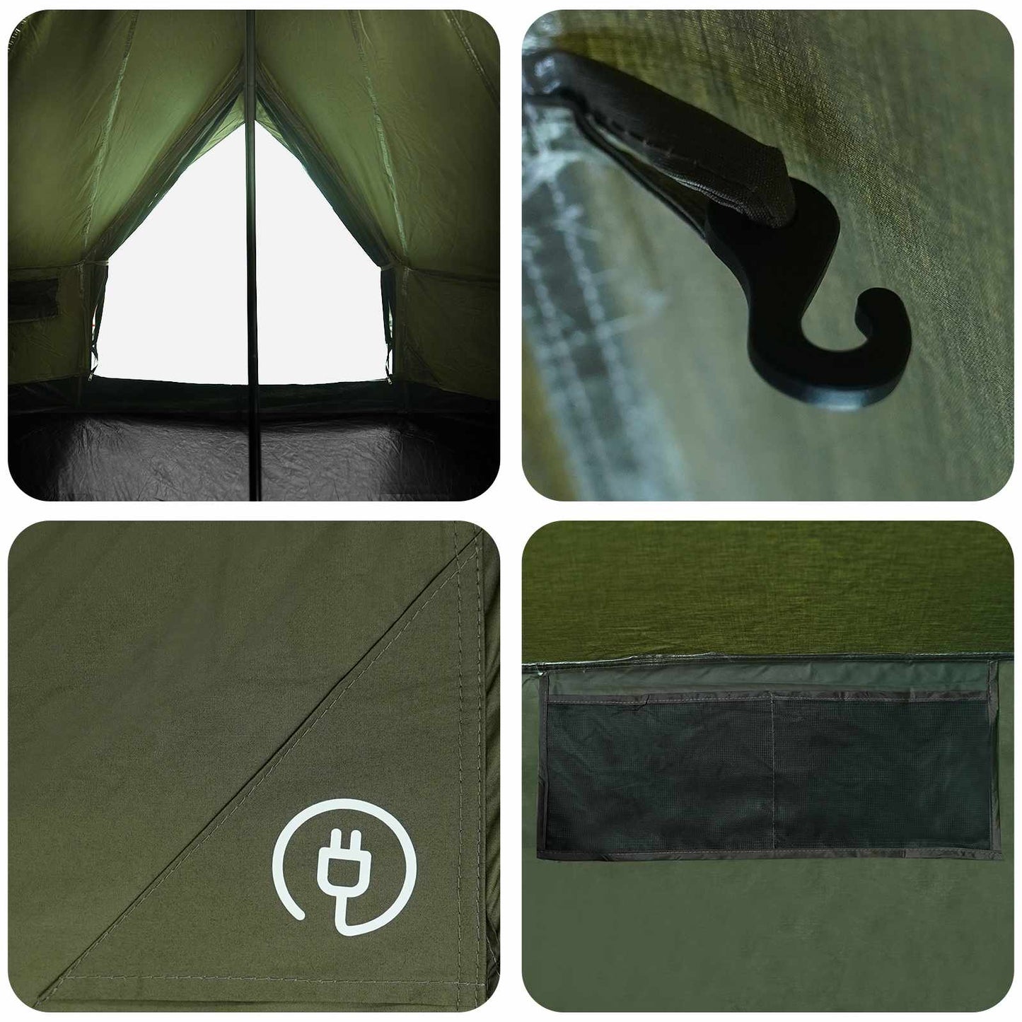 Family Tent Army Green 6-Person Polycotton