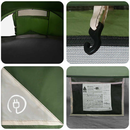 Backpacking Tent Green 4-Person 185T Polyester with PU Coating