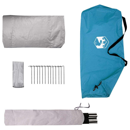 Backpacking Tent Blue 4-Person 185T Polyester with PU Coating
