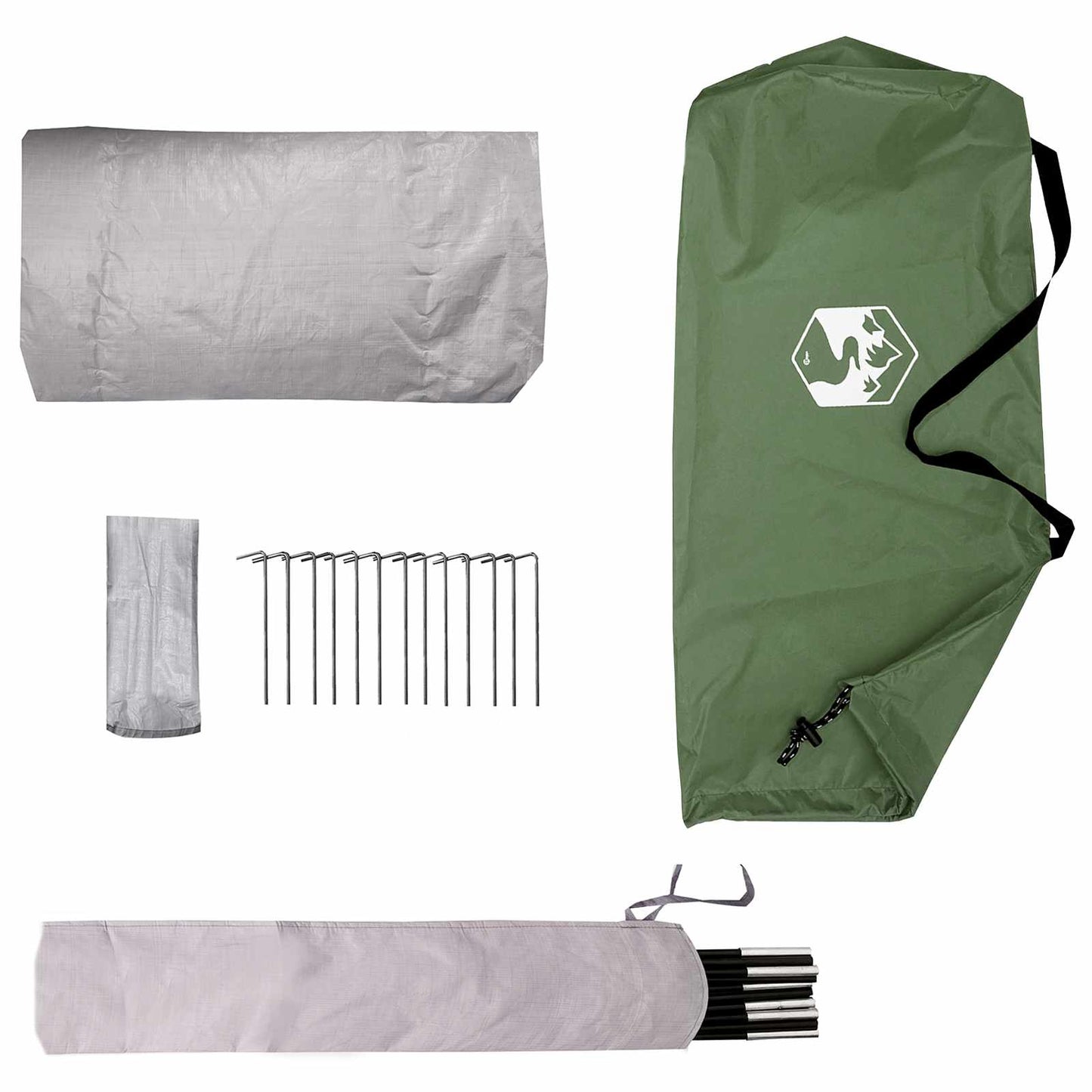 Backpacking Tent Green 2-Person 185T Polyester with PU Coating