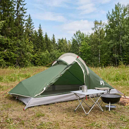 Backpacking Tent Green 2-Person 185T Polyester with PU Coating