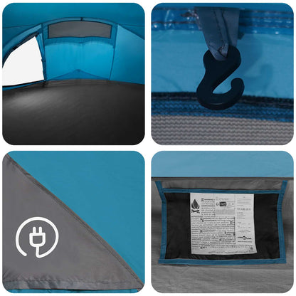 Backpacking Tent Blue 2-Person 185T Polyester with PU Coating