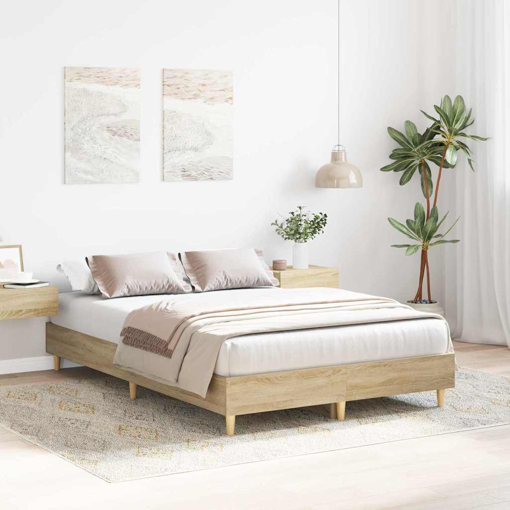 Bed Frame Sonoma 137 x 190 cm Engineered Wood