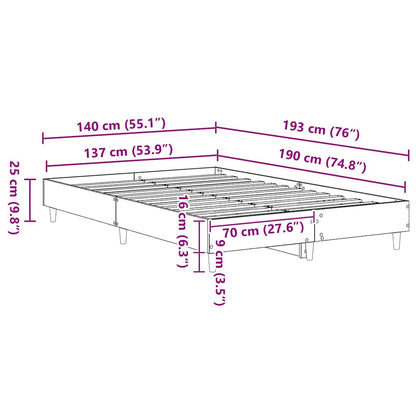 Bed Frame White 137 x 190 cm Engineered Wood