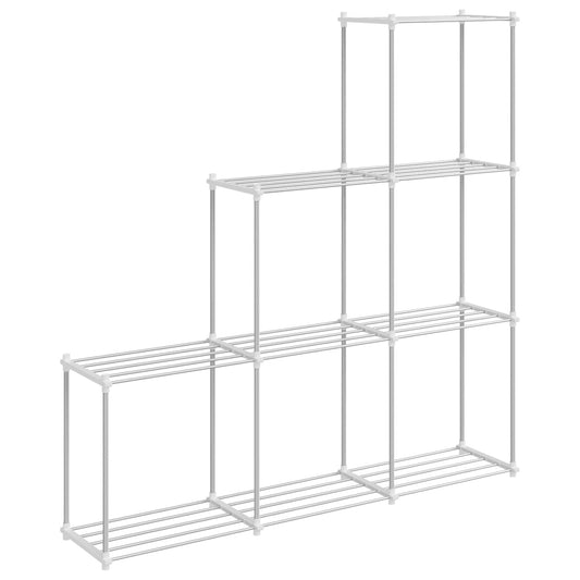 Tubular Shelf with Storage White 129 x 27 x 132 cm Aluminium