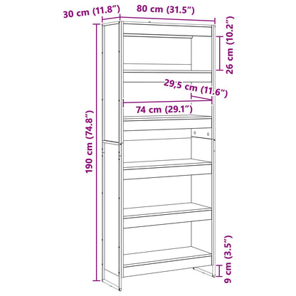 Book Cabinet 80 x 30 x 189.5 cm Engineered Wood Black Oak