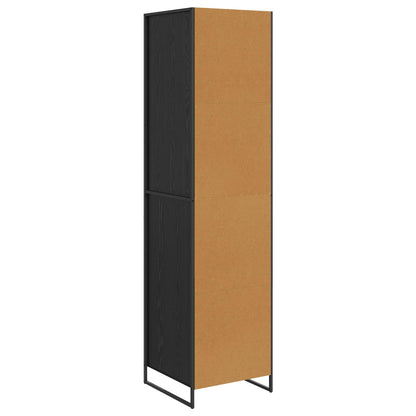 Warderobe with Door Black Oak 50 x 50 x 200 cm Engineered Wood