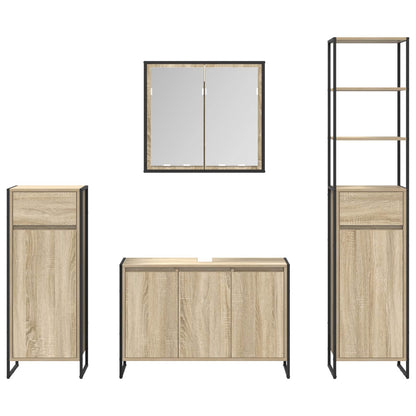 Bathroom Furniture Set with Drawer Sonoma Oak Engineered Wood