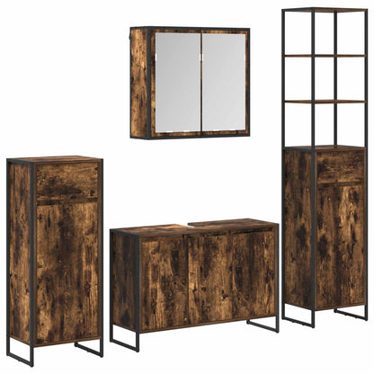 Bathroom Furniture Set with Drawer Smoked Oak Engineered Wood