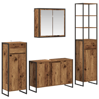 Bathroom Furniture Set with Drawer Old Wood Engineered Wood
