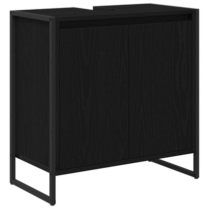 Bathroom Furniture Set with Drawer Black Oak Engineered Wood