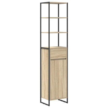 Bathroom Furniture Set with Drawer Sonoma Oak Engineered Wood