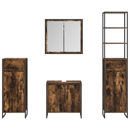 Bathroom Furniture Set with Drawer Smoked Oak Engineered Wood