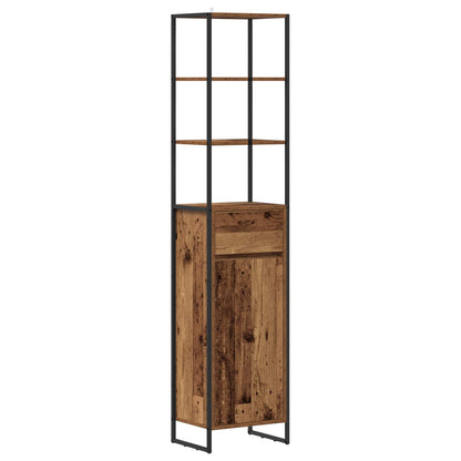 Bathroom Furniture Set with Drawer Old Wood Engineered Wood