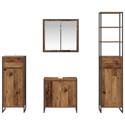 Bathroom Furniture Set with Drawer Old Wood Engineered Wood