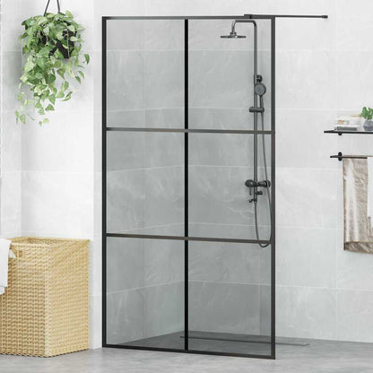 Walk-in Shower Wall Black 115 x 195 cm Tempered Glass
