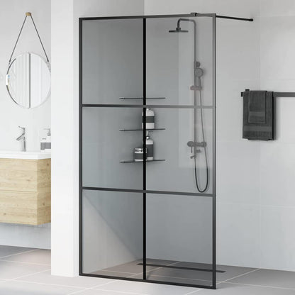 Walk-in Shower Wall Black 115 x 195 cm Tempered Glass