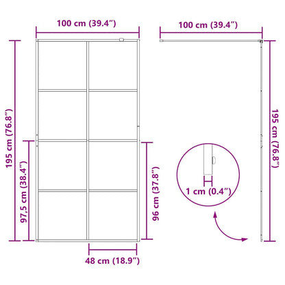 Walk-in Shower Wall Black 100 x 195 cm Tempered Glass