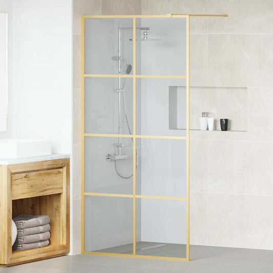 Walk-in Shower Wall Gold 100 x 195 cm Tempered Glass
