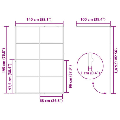 Walk-in Shower Wall Gold 140 x 195 cm Tempered Glass