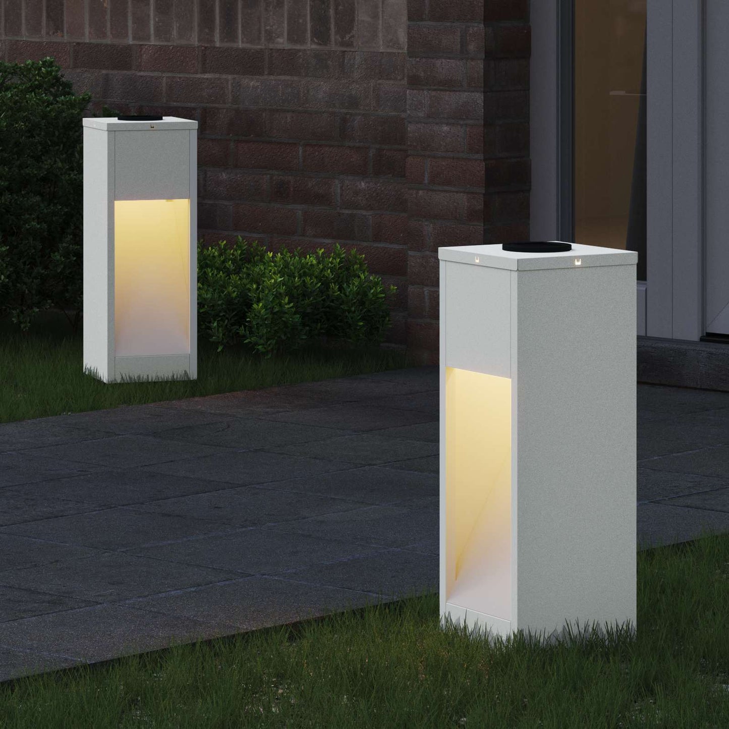 Solar Led Pathway Light 2 pcs White Cold Rolled Steel