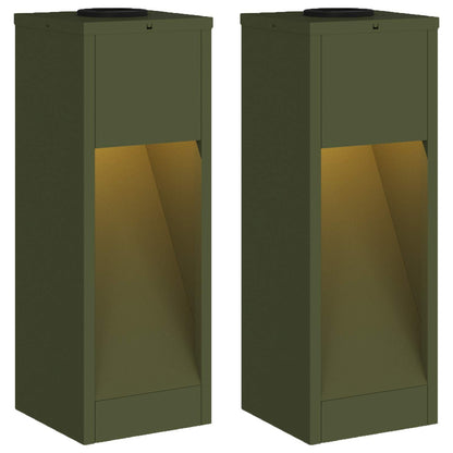 Solar Led Pathway Light 2 pcs Olive Green Cold Rolled Steel