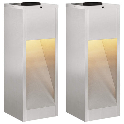 Solar Led Pathway Light 2 pcs Silver Stainless Steel
