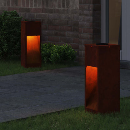 Solar Led Pathway Light 2 pcs Bronze Weathering Steel